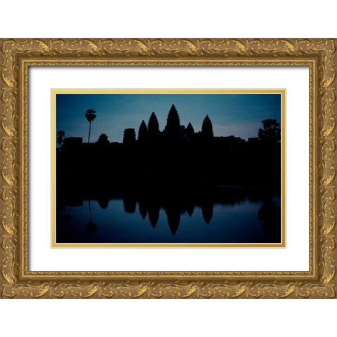 Angkor Wat Sunrise IV Gold Ornate Wood Framed Art Print with Double Matting by Berzel, Erin