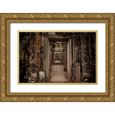 Preah Khan IV Gold Ornate Wood Framed Art Print with Double Matting by Berzel, Erin