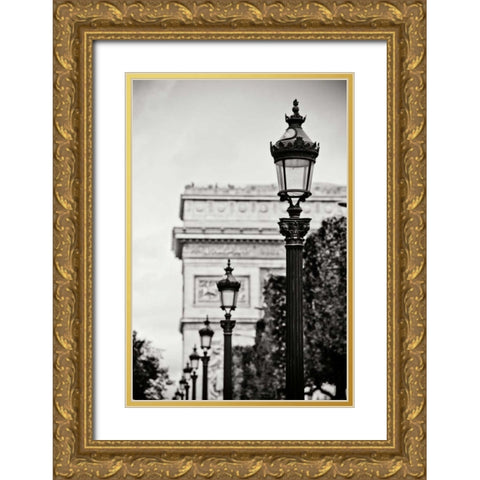 Parisian Lightposts BW I Gold Ornate Wood Framed Art Print with Double Matting by Berzel, Erin