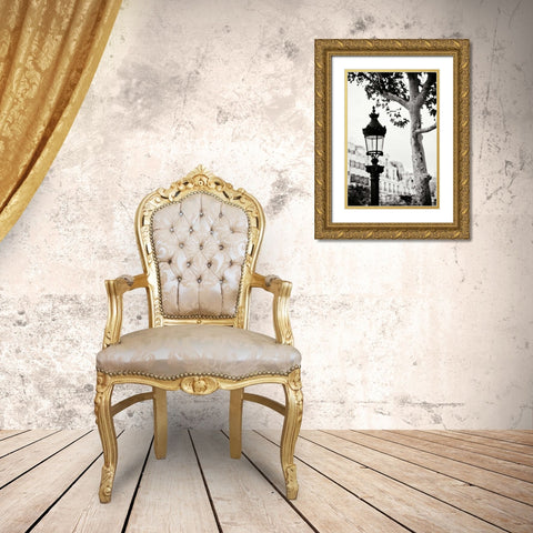 Parisian Lightposts BW II Gold Ornate Wood Framed Art Print with Double Matting by Berzel, Erin