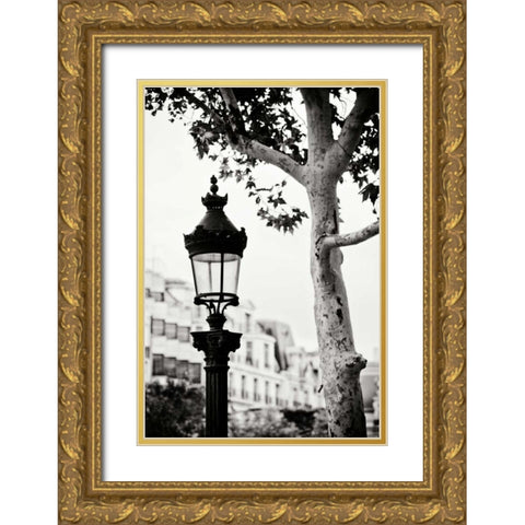 Parisian Lightposts BW II Gold Ornate Wood Framed Art Print with Double Matting by Berzel, Erin