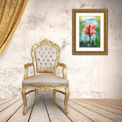Pink Bloom I Gold Ornate Wood Framed Art Print with Double Matting by Berzel, Erin