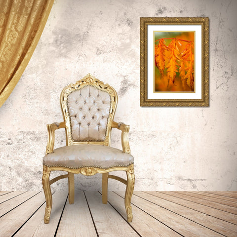Fall Leaves I Gold Ornate Wood Framed Art Print with Double Matting by Berzel, Erin