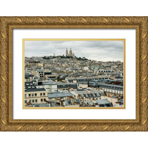 Paris Rooftops II Gold Ornate Wood Framed Art Print with Double Matting by Berzel, Erin