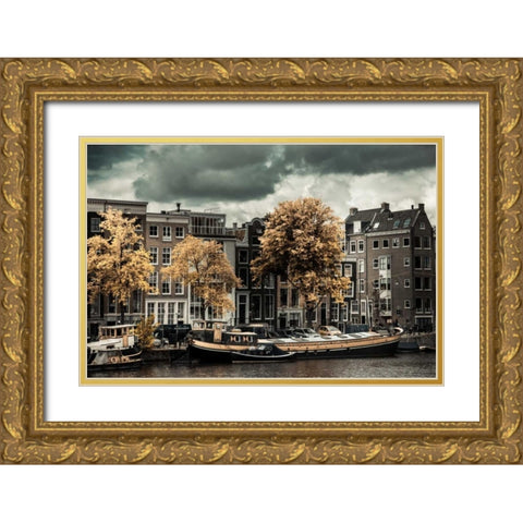 Amsterdam Autumn Colors Gold Ornate Wood Framed Art Print with Double Matting by Berzel, Erin