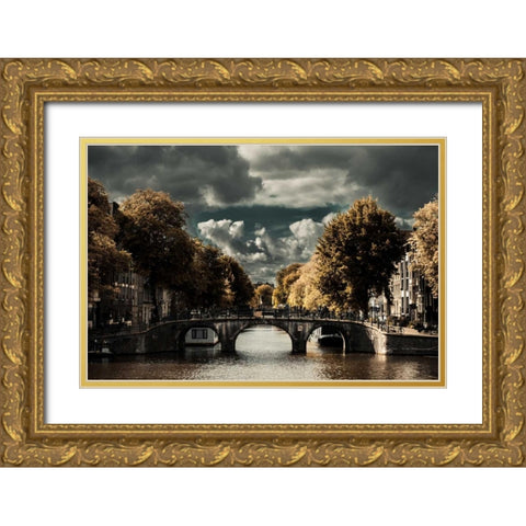 Amsterdam Bridge II Gold Ornate Wood Framed Art Print with Double Matting by Berzel, Erin