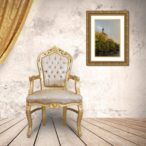 Amsterdam Singel Canal Gold Ornate Wood Framed Art Print with Double Matting by Berzel, Erin
