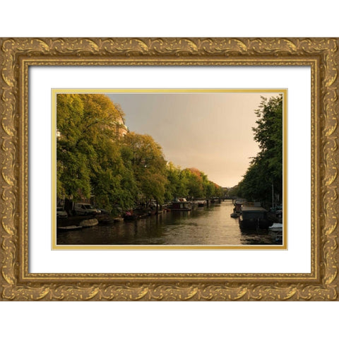 Amsterdam Singel Canal III Gold Ornate Wood Framed Art Print with Double Matting by Berzel, Erin