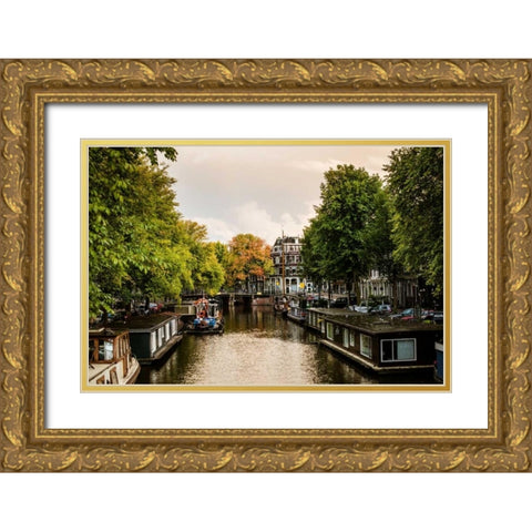 Amsterdam Singel Canal IV Gold Ornate Wood Framed Art Print with Double Matting by Berzel, Erin