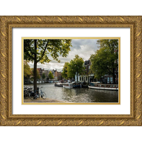 Amsterdam Canal III Gold Ornate Wood Framed Art Print with Double Matting by Berzel, Erin