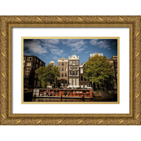 Amsterdam Canal Houses I Gold Ornate Wood Framed Art Print with Double Matting by Berzel, Erin