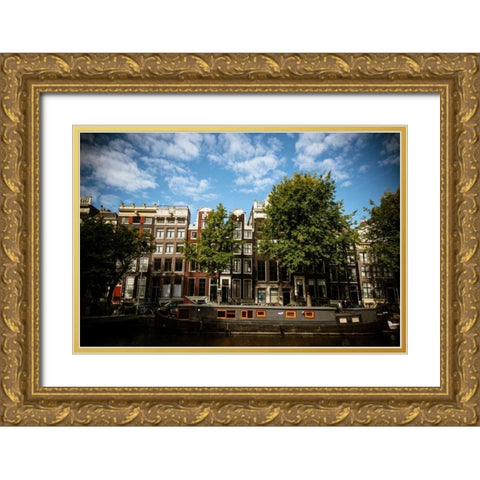 Amsterdam Canal Houses II Gold Ornate Wood Framed Art Print with Double Matting by Berzel, Erin