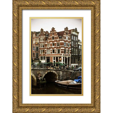 Brouwersgacht and Prinsengracht Gold Ornate Wood Framed Art Print with Double Matting by Berzel, Erin