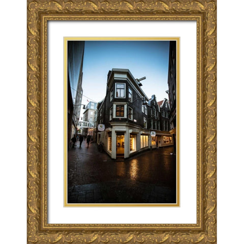Amsterdams Kaashuis Gold Ornate Wood Framed Art Print with Double Matting by Berzel, Erin