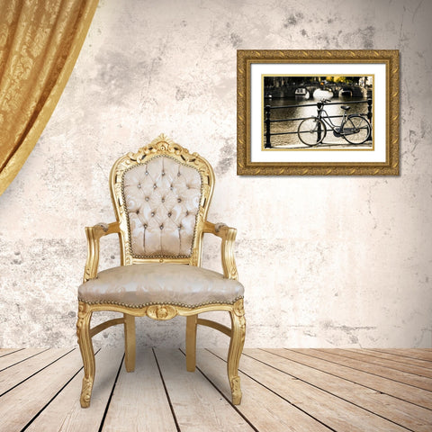 Amsterdam Gray Bicycle Gold Ornate Wood Framed Art Print with Double Matting by Berzel, Erin