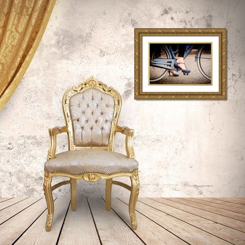 Polka Dot Heels Gold Ornate Wood Framed Art Print with Double Matting by Berzel, Erin