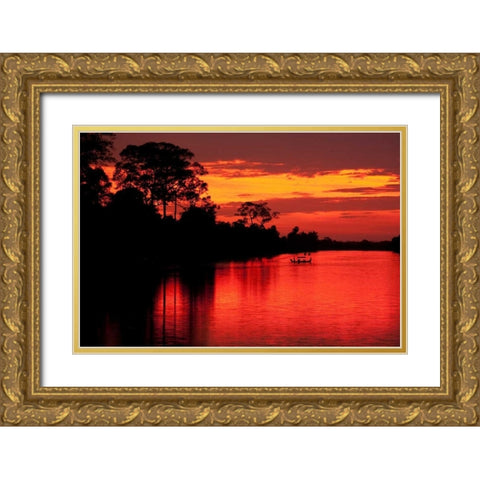 Angkor Sunset I Gold Ornate Wood Framed Art Print with Double Matting by Berzel, Erin
