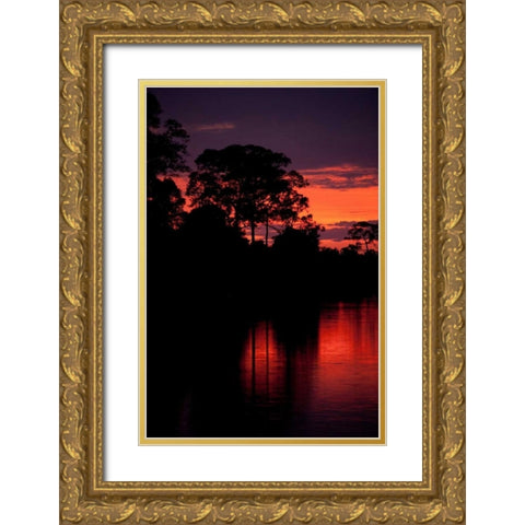 Angkor Sunset II Gold Ornate Wood Framed Art Print with Double Matting by Berzel, Erin