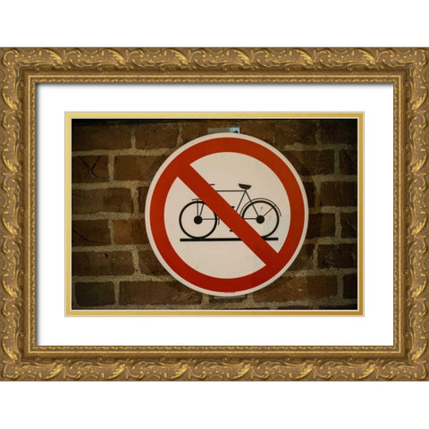 No Bicycles Allowed Gold Ornate Wood Framed Art Print with Double Matting by Berzel, Erin
