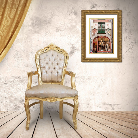 Colorful Amsterdam Facade Gold Ornate Wood Framed Art Print with Double Matting by Berzel, Erin