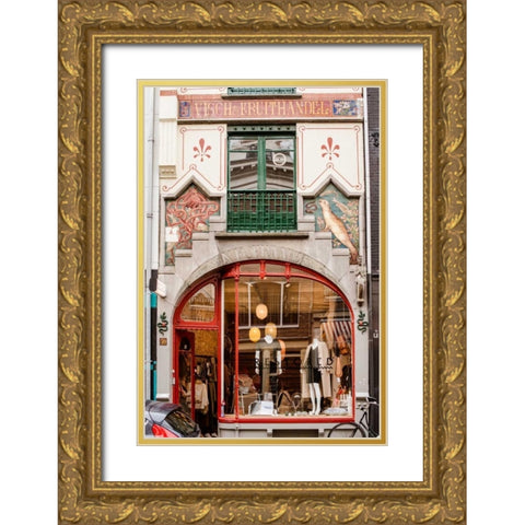 Colorful Amsterdam Facade Gold Ornate Wood Framed Art Print with Double Matting by Berzel, Erin