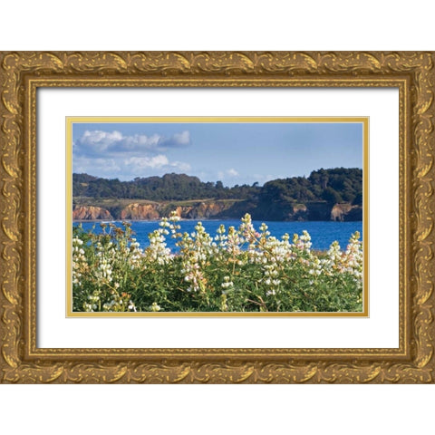 Wild Lupine Gold Ornate Wood Framed Art Print with Double Matting by Crane, Rita