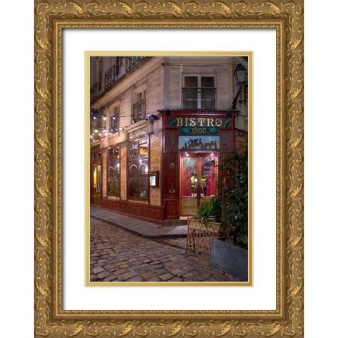 Bistro I900 Gold Ornate Wood Framed Art Print with Double Matting by Crane, Rita