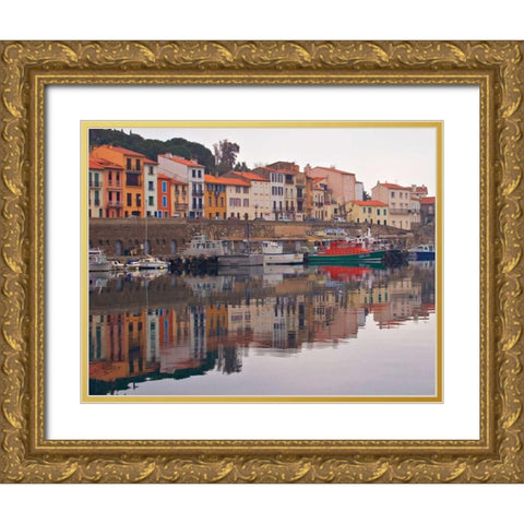 Port Vendres Gold Ornate Wood Framed Art Print with Double Matting by Crane, Rita