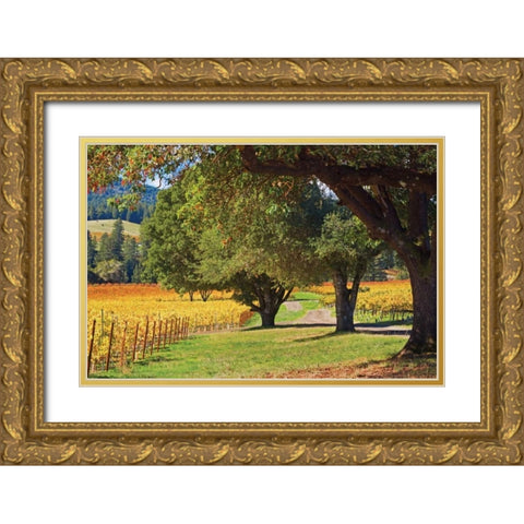 Oak and Vine III Gold Ornate Wood Framed Art Print with Double Matting by Crane, Rita