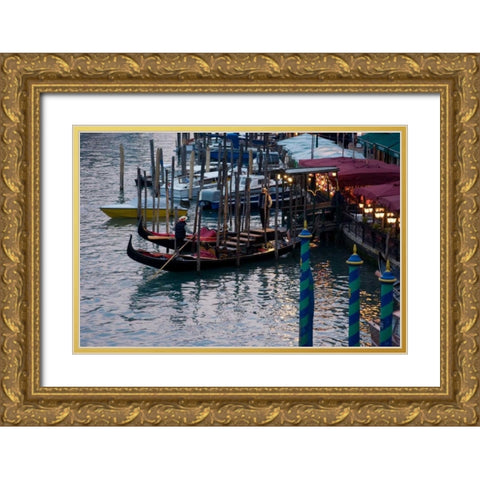 Evening Gondoliers I Gold Ornate Wood Framed Art Print with Double Matting by Crane, Rita