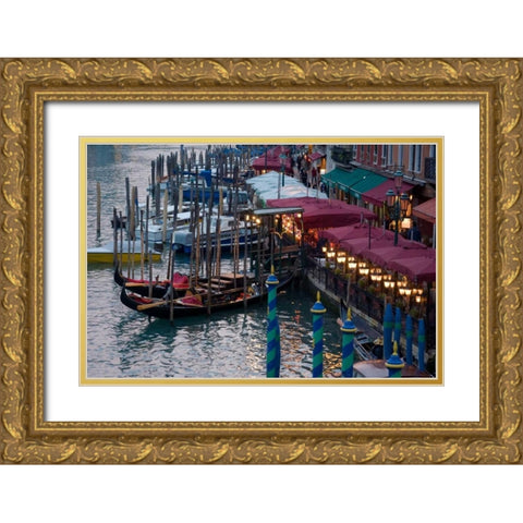 Evening Gondoliers II Gold Ornate Wood Framed Art Print with Double Matting by Crane, Rita