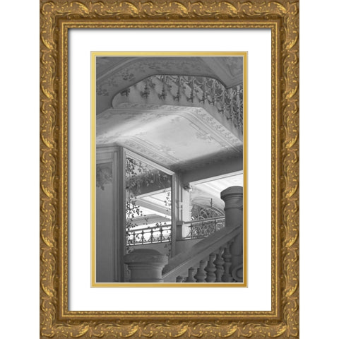 Belle Epoque I BW Gold Ornate Wood Framed Art Print with Double Matting by Crane, Rita