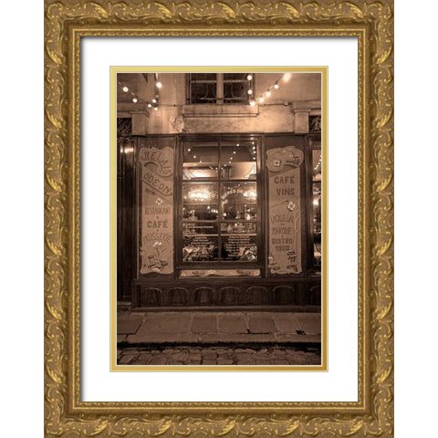 Paris Bistro II Gold Ornate Wood Framed Art Print with Double Matting by Crane, Rita