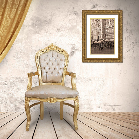 Streets of Florence I Gold Ornate Wood Framed Art Print with Double Matting by Crane, Rita