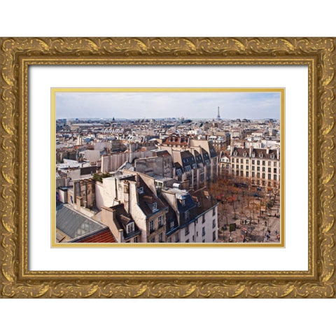Paris Rooftops III Gold Ornate Wood Framed Art Print with Double Matting by Crane, Rita