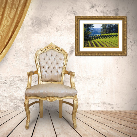 Sunlit Vineyard I Gold Ornate Wood Framed Art Print with Double Matting by Crane, Rita