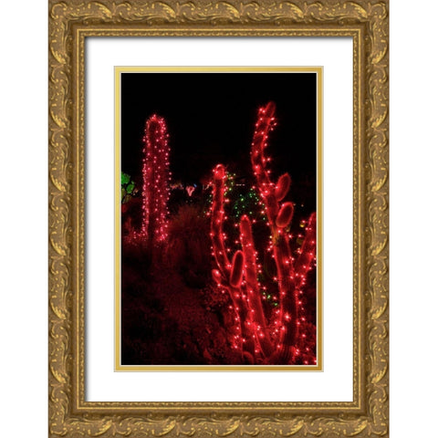 Holiday Cactus I Gold Ornate Wood Framed Art Print with Double Matting by Crane, Rita