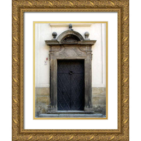 Prague Door I Gold Ornate Wood Framed Art Print with Double Matting by Christensen, Jim