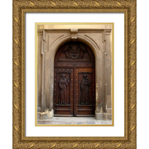 Prague Door V Gold Ornate Wood Framed Art Print with Double Matting by Christensen, Jim