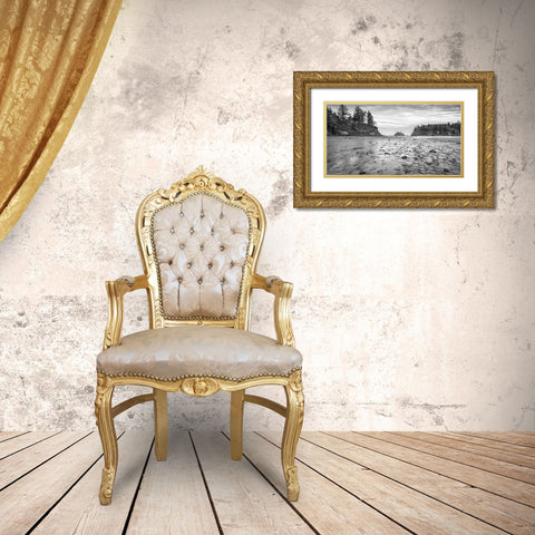 Sunset Bay BW Gold Ornate Wood Framed Art Print with Double Matting by Hellmann, Stan
