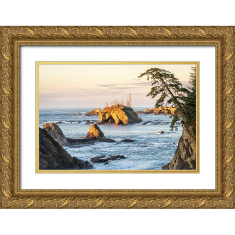 Sunset at Sunset Bay Gold Ornate Wood Framed Art Print with Double Matting by Hellmann, Stan
