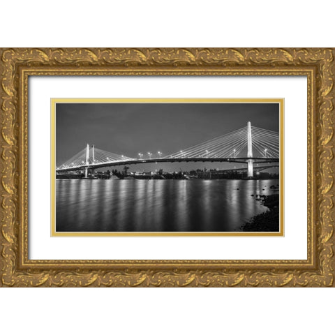 Tilikum Crossing BW Gold Ornate Wood Framed Art Print with Double Matting by Hellmann, Stan