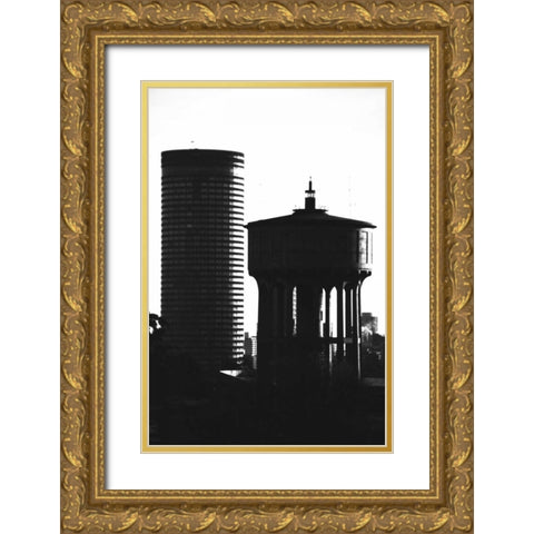 Ponte and Water Tower Gold Ornate Wood Framed Art Print with Double Matting by Hellmann, Stan