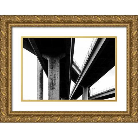 Freeways Gold Ornate Wood Framed Art Print with Double Matting by Hellmann, Stan