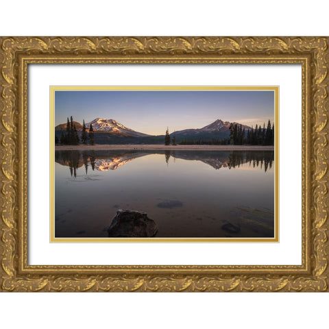 Sparks Lake II Gold Ornate Wood Framed Art Print with Double Matting by Hellmann, Stan