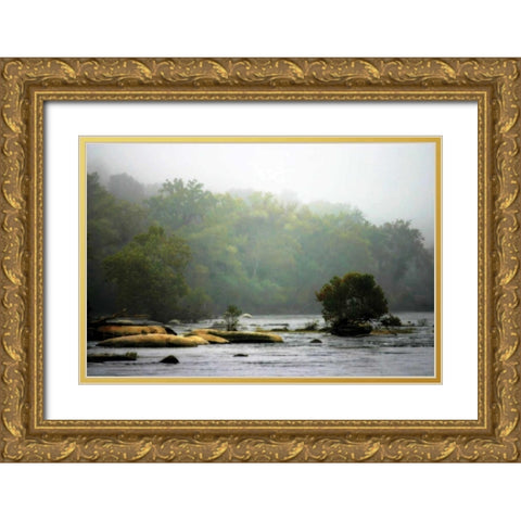 Early Morning River Gold Ornate Wood Framed Art Print with Double Matting by Hausenflock, Alan