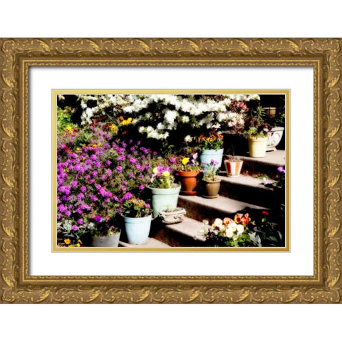 Sidewalk Spring II Gold Ornate Wood Framed Art Print with Double Matting by Hausenflock, Alan