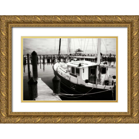 Cambridge Docks I Gold Ornate Wood Framed Art Print with Double Matting by Hausenflock, Alan