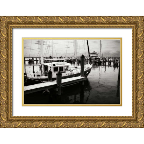 Cambridge Docks II Gold Ornate Wood Framed Art Print with Double Matting by Hausenflock, Alan