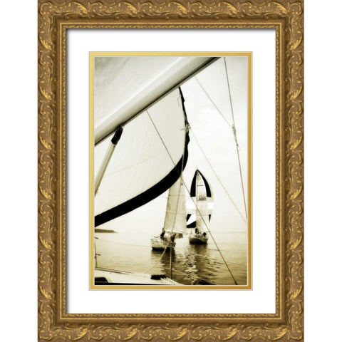 River Sailors I Gold Ornate Wood Framed Art Print with Double Matting by Hausenflock, Alan